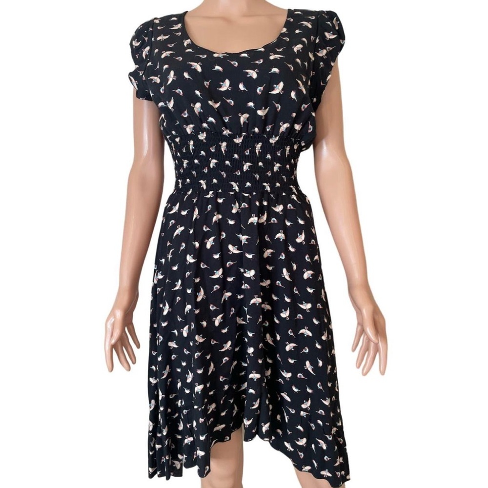American Rag Cie Dress High Low Black Pink Bird Floral Women's Dress Size S